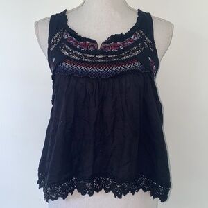 Free People Embroidered Beaded Crop Tank Top